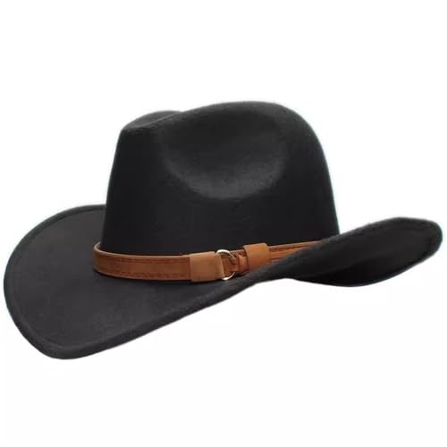 SLEDEZ Klassischer Zylinder für Herren Western-Cowboyhut for Herren und Damen, große Krempe, breite Krempe, Schatten, Bowlerhut(Colour 1,L) von SLEDEZ