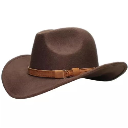 SLEDEZ Klassischer Zylinder für Herren Western-Cowboyhut for Herren und Damen, große Krempe, breite Krempe, Schatten, Bowlerhut(Colour 2,L) von SLEDEZ