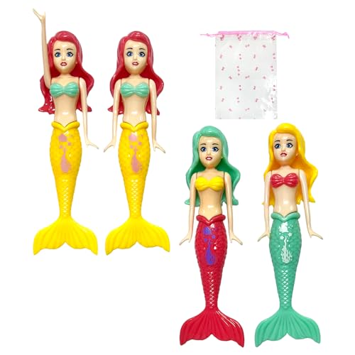 SLEEKEE 4 Meerjungfrauen-Spielzeuge mit 1 Aufbewahrungstasche, Unterwasser-Tauch-Meerjungfrau, Kinder-Pool-Spielzeug, Unterwasser-Tauch-Pool-Spielzeugtasche, perfekt für Poolpartys und Wasserspiele. SLEEKEE 4 Meerjungfrauen-Spielzeuge mit 1 Aufbewahrungstasche, Unterwasser-Tauch-Meerjungfrau, Kinder-Pool-Spielzeug, Unterwasser-Tauch-Pool-Spielzeugtasche, perfekt für Poolpartys und Wasserspiele. von SLEEKEE