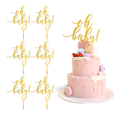 6 Stück Geburtstagskucheneinsätze, Oh Baby Acryl-Kucheneinsätze, Baby-Kuchenaufsatz, Geeignet Für Hochzeitsfeier, Valentinstag-Kuchendekoration von SLEEKEE