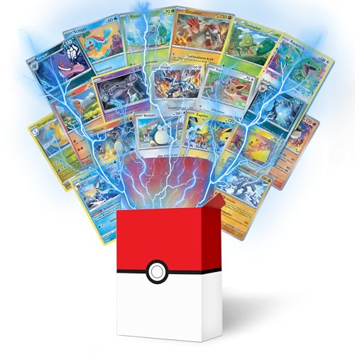 Pokemon Karten original mit 50 verschiedenen Pokemon Karten deutsch mit Schutzbox - Pokemon Sammelkarten Set mit glitzernden Holo Karten - kompatibel mit Pokemon Karten Pokemon Karten original mit 50 verschiedenen Pokemon Karten deutsch mit Schutzbox - Pokemon Sammelkarten Set mit glitzernden Holo Karten - kompatibel mit Pokemon Karten von SLEEVEE
