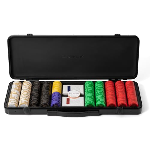 SLOWPLAY Godel 14g Ton Pokerchips-Set für Texas Hold’em, 500 STK [mit Werten] Verfügt über einen hochwertigen Chipkoffer mit besonders robuster Polycarbonat-Schale, Pokerspieler von SLOWPLAY