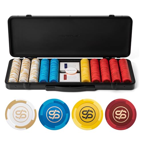 SLOWPLAY Godel 14g Ton Pokerchips-Set für Texas Hold’em, 500 STK [ohne Werte] Verfügt über einen hochwertigen Chipkoffer mit besonders robuster Polycarbonat-Schale, Pokerspieler von SLOWPLAY