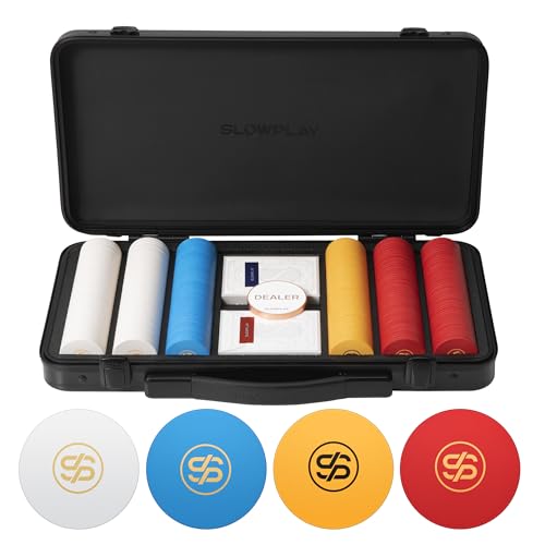 SLOWPLAY Godel Ceramic Poker-Chipsatz, 300 STK [ohne Werte], 43mm& 12g pro Chip | Verfügt über einen hochwertigen Chipkoffer mit besonders robuster Schale aus deutschem Polycarbonat von SLOWPLAY