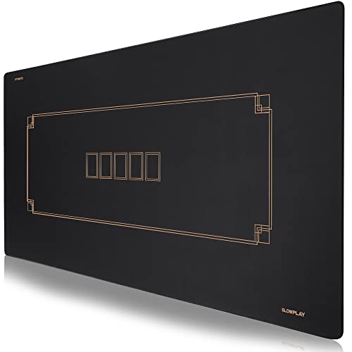 SLOWPLAY Godel Texas Holdem Pokermatte 180x90cm I schwarz und champagnerfarben pokerteppich |Premium und Deluxe Tragbarer Pokertischauflage, Wasserabweisend Pokertuch - Pokerteppich von SLOWPLAY