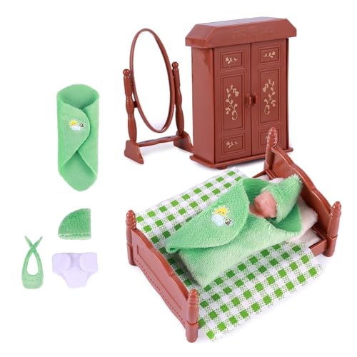 3inch Realistische Miniatur Silikon Babypuppen Schlafkindpuppe Mit Möbelzubehör Ideal Für Kinder Spaß 3inch Realistische Miniatur Silikon Babypuppen Schlafkindpuppe Mit Möbelzubehör Ideal Für Kinder Spaß von SLXLYH