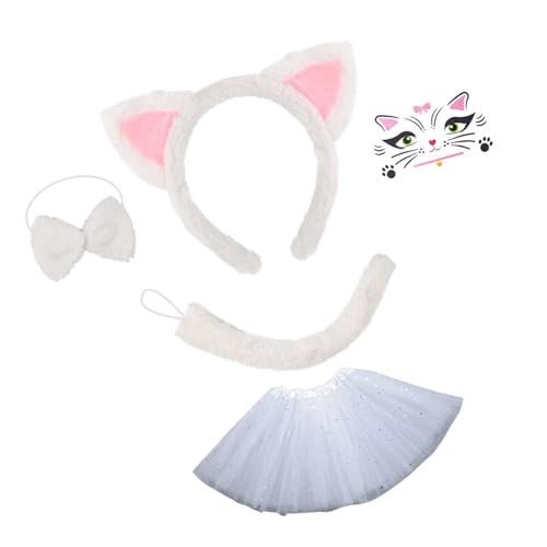 SLXLYH 3/4/5 Katzen Kostüme Cosplay Katzen Ohren Stirnband Schleifen Schwanz Tutus Gesicht Aufkleber Halloween Tier Fasching Kostüm Zubehör SLXLYH 3/4/5 Katzen Kostüme Cosplay Katzen Ohren Stirnband Schleifen Schwanz Tutus Gesicht Aufkleber Halloween Tier Fasching Kostüm Zubehör von SLXLYH