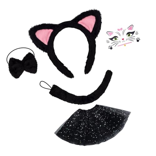 SLXLYH 3/4/5 Katzen Kostüme Cosplay Katzen Ohren Stirnband Schleifen Schwanz Tutus Gesicht Aufkleber Halloween Tier Fasching Kostüm Zubehör SLXLYH 3/4/5 Katzen Kostüme Cosplay Katzen Ohren Stirnband Schleifen Schwanz Tutus Gesicht Aufkleber Halloween Tier Fasching Kostüm Zubehör von SLXLYH