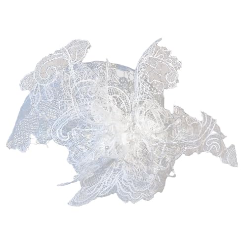 SLXLYH Brautmützen mit Blumenperlen für Mädchen, Balletcore, 3D-Blume für Festzug, Abschlussball, Prinzessin, Haarschmuck, Bühnenrequisiten von SLXLYH