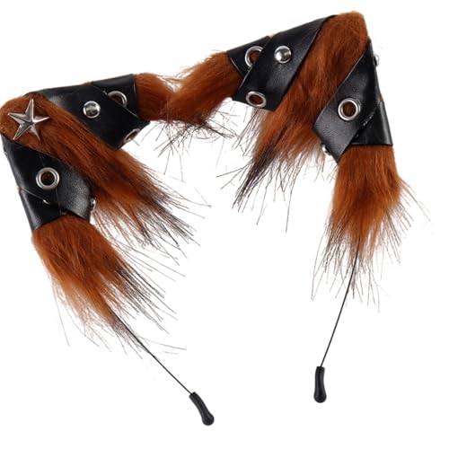 SLXLYH Fauxpelze Füchse Wolf Ohren Stirnband Pelzige Handgefertigte Tierhaarband Kopfbekleidung Halloween Kostüm Cosplay Accessoires Katzen Füchse Wolf Stirnband Und Schwanz von SLXLYH