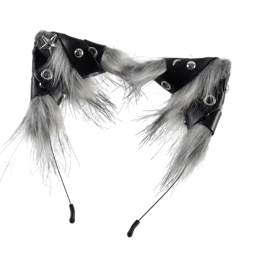 SLXLYH Fauxpelze Füchse Wolf Ohren Stirnband Pelzige Handgefertigte Tierhaarband Kopfbekleidung Halloween Kostüm Cosplay Accessoires Katzen Füchse Wolf Stirnband Und Schwanz von SLXLYH