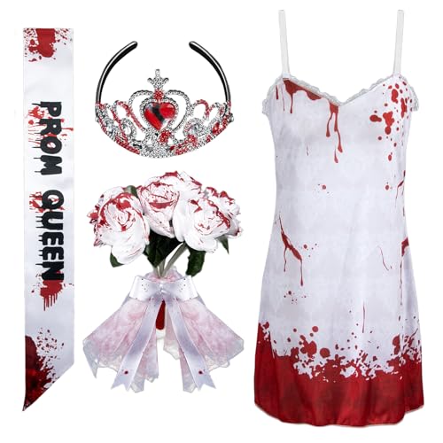 SLXLYH Halloween Prom Accessoire Bloody Nighthawn Kleid Crown Stirnband & Sash Cosplay Outfit Halloween Food Dress Kits von SLXLYH