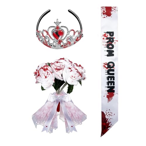 SLXLYH Halloween Prom Accessoire Bloody Nighthawn Kleid Crown Stirnband & Sash Cosplay Outfit Halloween Food Dress Kits von SLXLYH