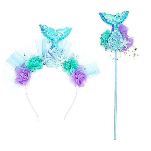 SLXLYH Mädchen Meerjungfrauen Stirnband und Stick Set Haushalt Party Supplies für Teenager-Mädchen Erwachsene weibliche Kostümzubehör von SLXLYH