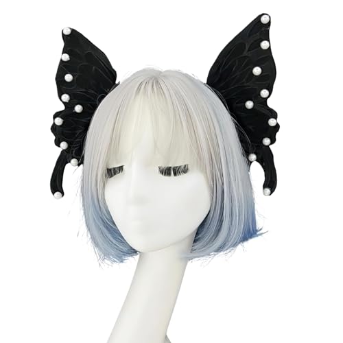 SLXLYH Schmetterlingsschleier Haarzubehör Mit Baroques Perlen Gothic Rollenspiele Head Accessoire Für Gotische Fairys Kostümpartys SLXLYH Schmetterlingsschleier Haarzubehör Mit Baroques Perlen Gothic Rollenspiele Head Accessoire Für Gotische Fairys Kostümpartys von SLXLYH