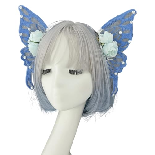 SLXLYH Schmetterlingsschleier Haarzubehör Mit Baroques Perlen Gothic Rollenspiele Head Accessoire Für Gotische Fairys Kostümpartys SLXLYH Schmetterlingsschleier Haarzubehör Mit Baroques Perlen Gothic Rollenspiele Head Accessoire Für Gotische Fairys Kostümpartys von SLXLYH