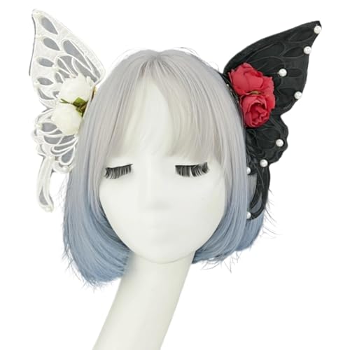 SLXLYH Schmetterlingsschleier Haarzubehör Mit Baroques Perlen Gothic Rollenspiele Head Accessoire Für Gotische Fairys Kostümpartys SLXLYH Schmetterlingsschleier Haarzubehör Mit Baroques Perlen Gothic Rollenspiele Head Accessoire Für Gotische Fairys Kostümpartys von SLXLYH