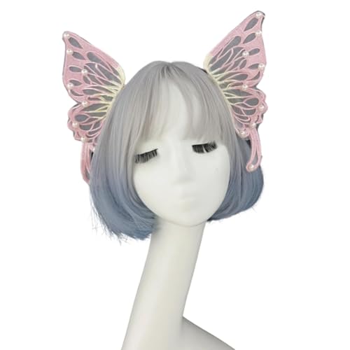 SLXLYH Schmetterlingsschleier Haarzubehör Mit Baroques Perlen Gothic Rollenspiele Head Accessoire Für Gotische Fairys Kostümpartys von SLXLYH