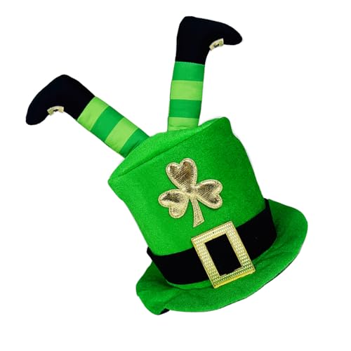 SLXLYH StPatricks Day grüner Zylinder mit 3D-Bein, irischer Nationalfeiertag, Zylinder für Urlaubskostüme und Party-Verkleidungszubehör von SLXLYH