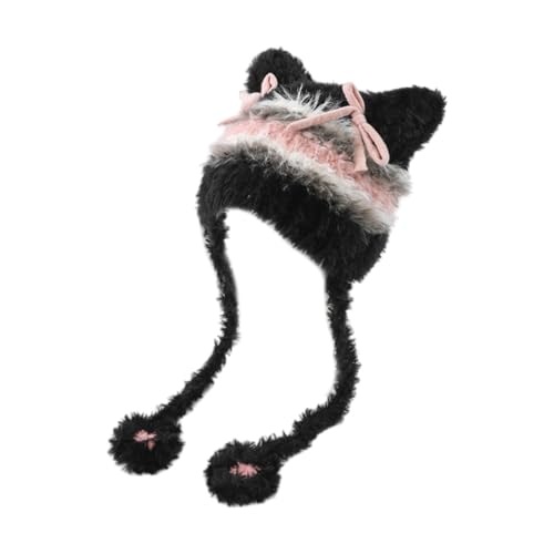 SLXLYH Übergroßer Kätzchenhut mit Ohren, schöne Schleife, Skimütze, pelzige Ohren, Cartoon-Foto-Requisiten, Outdoor-Kopfwickel für Halloween, Schwarz SLXLYH Übergroßer Kätzchenhut mit Ohren, schöne Schleife, Skimütze, pelzige Ohren, Cartoon-Foto-Requisiten, Outdoor-Kopfwickel für Halloween, Schwarz von SLXLYH