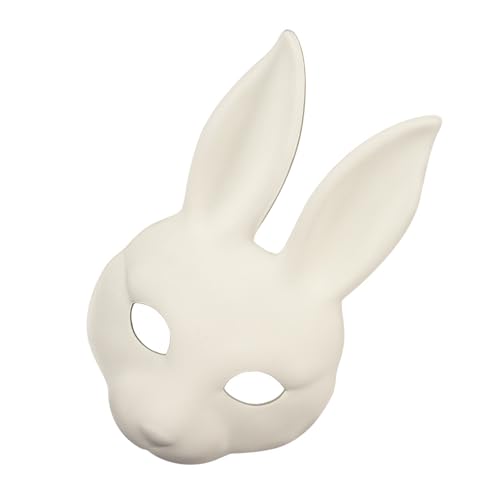 SLXLYH Weiße Kaninchen Kostümmaske Praktisches Pu Leder Für Halloween Carnivals Cosplay Event Verstellbares Elastizität Band PU Leder Kaninchenmaske Für Erwachsene von SLXLYH