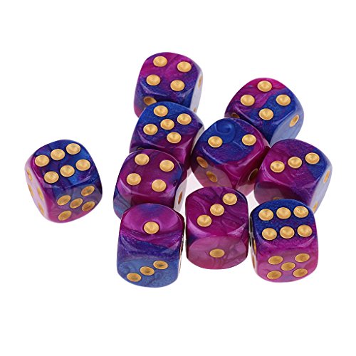 SM SunniMix 10 pcs Bunt Würfel Set 6-Seitig, Transparent Spielwürfel für Tischkarten Spiele, 16 mm d6 Standardwürfel - lila blau von SM SunniMix