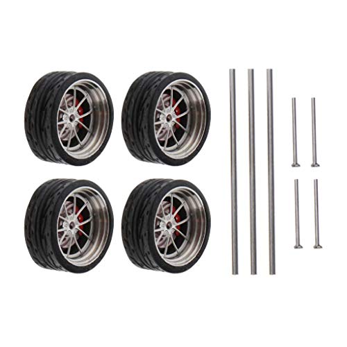 SM SunniMix Auto Gummi Maßstab 1:64 Reifennabenrad für RC 1/64 Auto Erwachsene Geschenke A1 A20 4 mit 3 Achsen 5 Endkappen, A3 von SM SunniMix