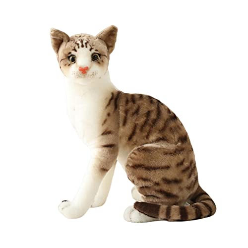 SM SunniMix Lebensechte Katze Plüsch, Katze Kuscheltier Echt Aussehend, Realistische Katze Kuscheltier Tabby Cat, Simulation Schlafende Kätzchen Spielzeug für Kinder, 35cm Graue Katze von SM SunniMix