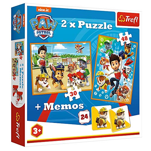 SMB Paw Patrol Memo + 2 in 1 30 und 48 Mini Puzzle (53 Teile) 93025, 0 von SMB