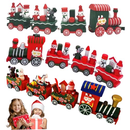 SMELEYOU 3pcs Weihnachtszug Dekor süße hölzerne Mini -Weihnachtszug 3 Stile Exquisite kreative Dekor für Kids Festival Party Home Dekoration von SMELEYOU