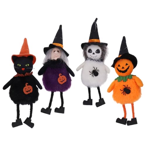 SMELEYOU 4pcs Halloween Plüschdekorationen hängen plüschpuppen Set Witch Ghost kürbis katzes Ornamente für Festliche feiers heimliche dekor Halloween Thema von SMELEYOU