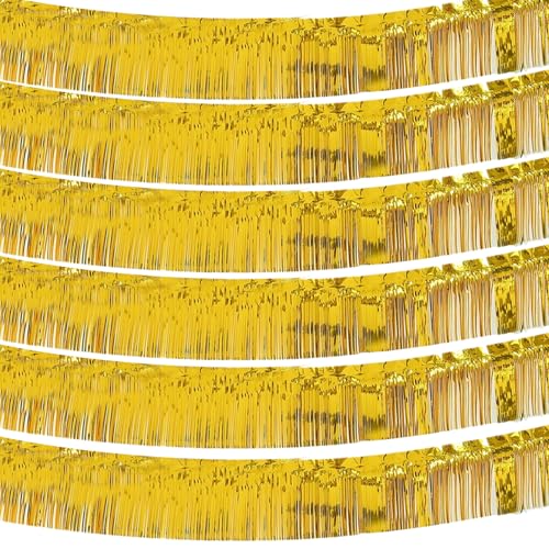 SMELEYOU 6pcs Fringe Garland 12x118 Zoll Fringe Banner Metallic Girland Wand Hängende Lamettlampfer Gold Folie Vorhang für Hochzeits Geburtstagsfeiern Urlaubsdekoration Dekor von SMELEYOU