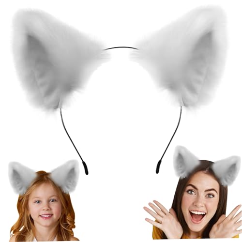 SMELEYOU Katzenohren Cat Ears Ohren Haarreif Weiße Katzenohren Stirnband Kunstfell Pelz Ohren Haare Hoop Katze Cosplay Party Kostümzubehör Süßes Katzen Stirnbänder für Mädchen Frauen Lady White SMELEYOU Katzenohren Cat Ears Ohren Haarreif Weiße Katzenohren Stirnband Kunstfell Pelz Ohren Haare Hoop Katze Cosplay Party Kostümzubehör Süßes Katzen Stirnbänder für Mädchen Frauen Lady White von SMELEYOU