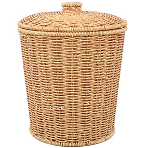 SMELEYOU Rattan Mülldose mit Deckel 11x14 gewebter Abfallkorb rustikaler minimalistischer Mülldose Deodorant Dekoratives Mülleimer für Home Office Hotel SMELEYOU Rattan Mülldose mit Deckel 11x14 gewebter Abfallkorb rustikaler minimalistischer Mülldose Deodorant Dekoratives Mülleimer für Home Office Hotel von SMELEYOU