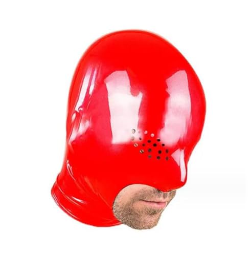 SMGZC Latex Kopfmaske Gummi Haube Maskieren Latex Masken Kopfhaube Latex Maske Für Cosplay Party (L,Rot) von SMGZC