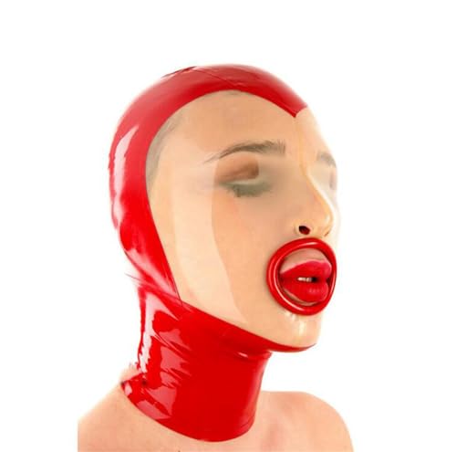 SMGZC Latex Kopfmaske Gummi Haube Maskieren Latex Masken Kopfhaube Latex Maske Für Cosplay Party (Rot,M) von SMGZC