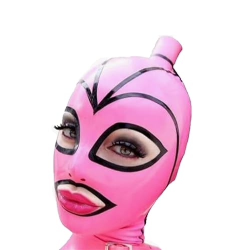 SMGZC Latex Kopfmaske Rosa Gummi Haube Maskieren Latex Masken Kopfhaube Latex Maske Für Cosplay Party (L) von SMGZC