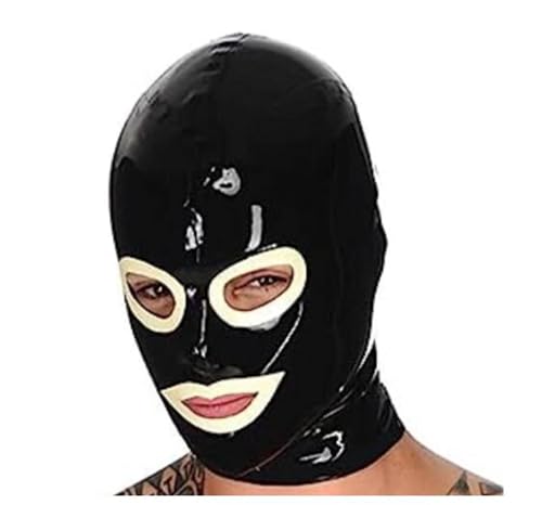 SMGZC Latex Kopfmaske Schwarz Gummi Haube Maskieren Latex Masken Kopfhaube Latex Maske Für Cosplay Party (XS) von SMGZC