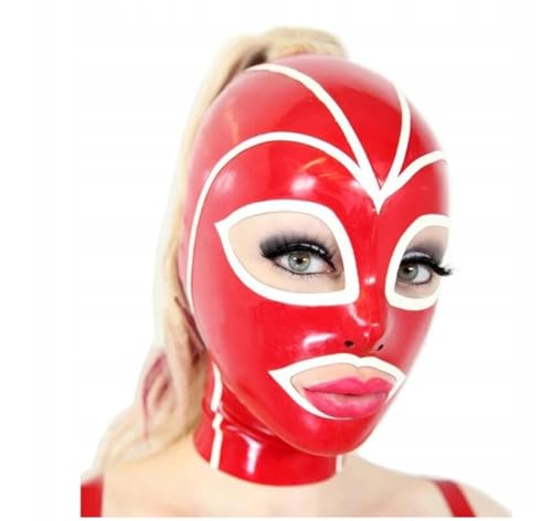 SMGZC Latex Kopfmaske mit Perücke,Gummi Haube Maskieren Latex Masken Kopfhaube Latex Maske Für Cosplay Party (L) von SMGZC