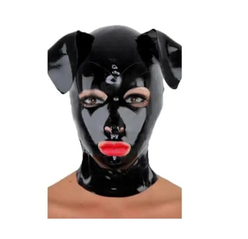 SMGZC Latex Maske,Latex Kopfmaske Schwarz Gummi Haube Maskieren Latex Masken Kopfhaube Für Cosplay Party (M) von SMGZC