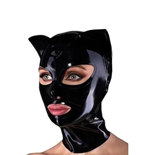 SMGZC Latex Maske,Latex Kopfmaske Schwarz Gummi Haube Maskieren Latex Masken Kopfhaube Für Cosplay Party (S) von SMGZC