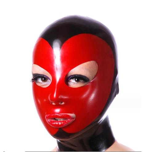 SMGZC Latex Maske,Schwarz und rot Spleißen Latex Kopfmaske Gummi Haube Maskieren Latex Masken Kopfhaube Für Cosplay Party (S) von SMGZC