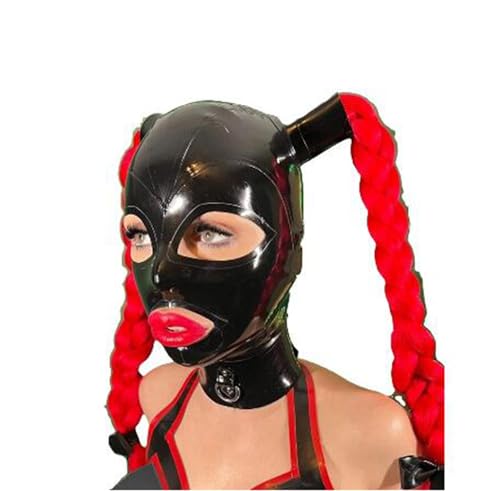 SMGZC Latex-Maske mit Perücke,Latex Kopfmaske Gummi Haube Maskieren Latex Masken Kopfhaube Für Cosplay Party (2XL) von SMGZC