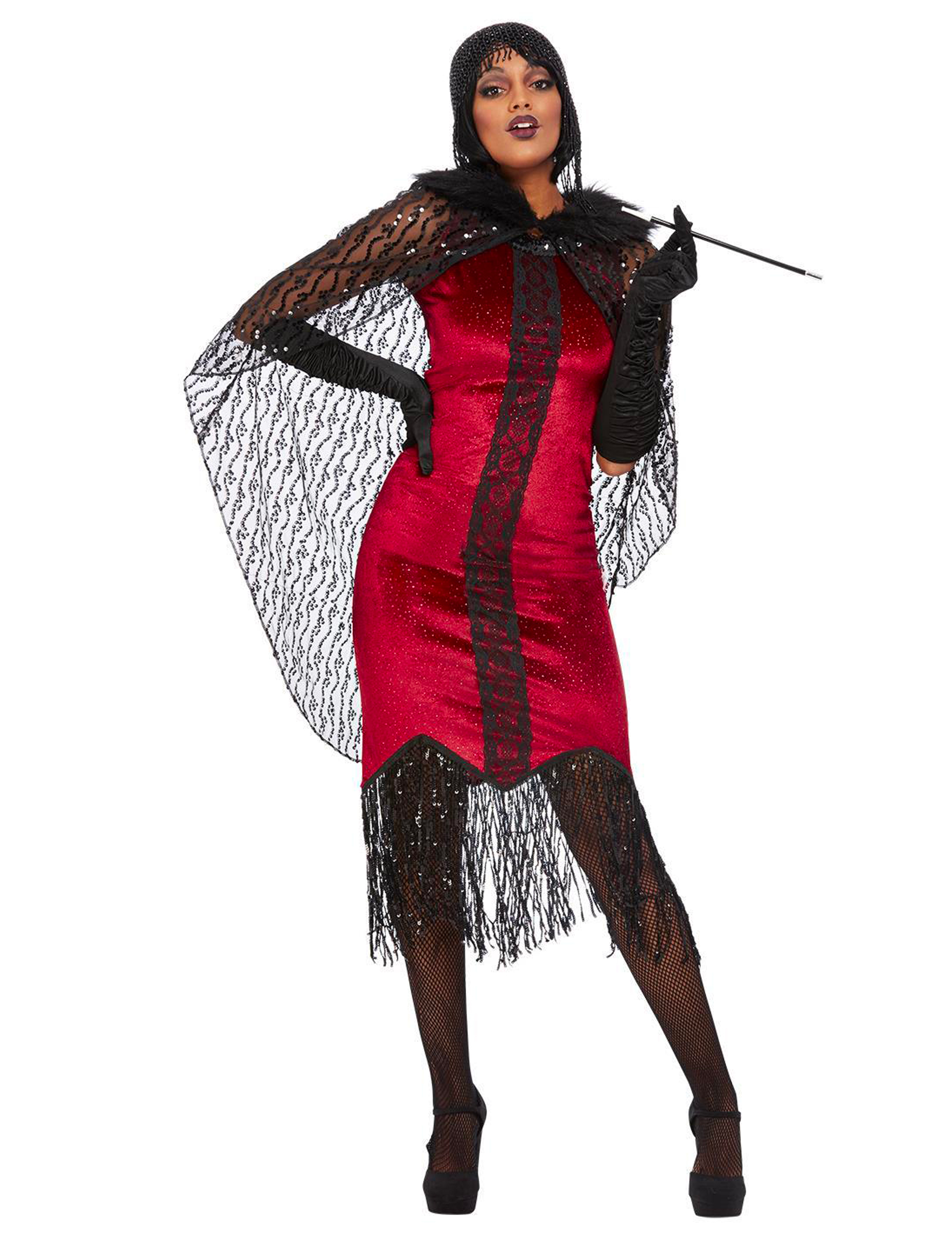 20er Jahre-Vampirin-Kostüm für Damen Halloweenkostüm schwarz-weiss 20er Jahre-Vampirin-Kostüm für Damen Halloweenkostüm schwarz-weiss von SMIFFY'S