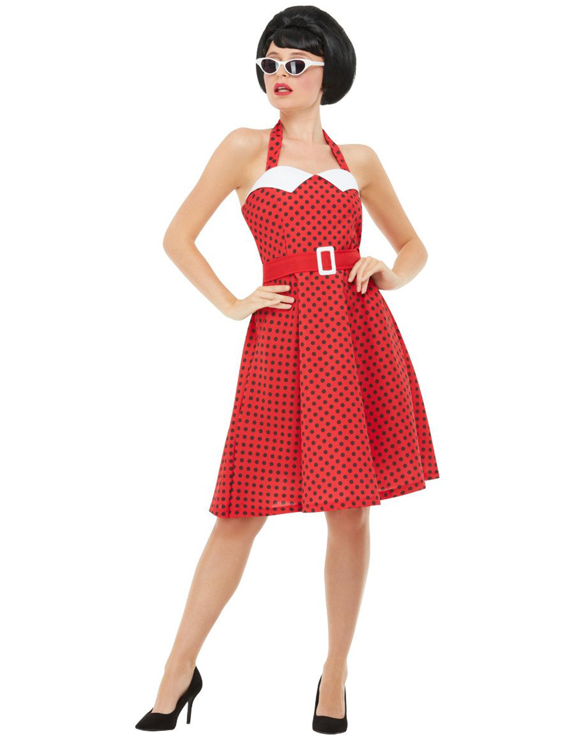 50er-Kostüm für Damen Rockabilly Faschingskostüm rot von SMIFFY'S