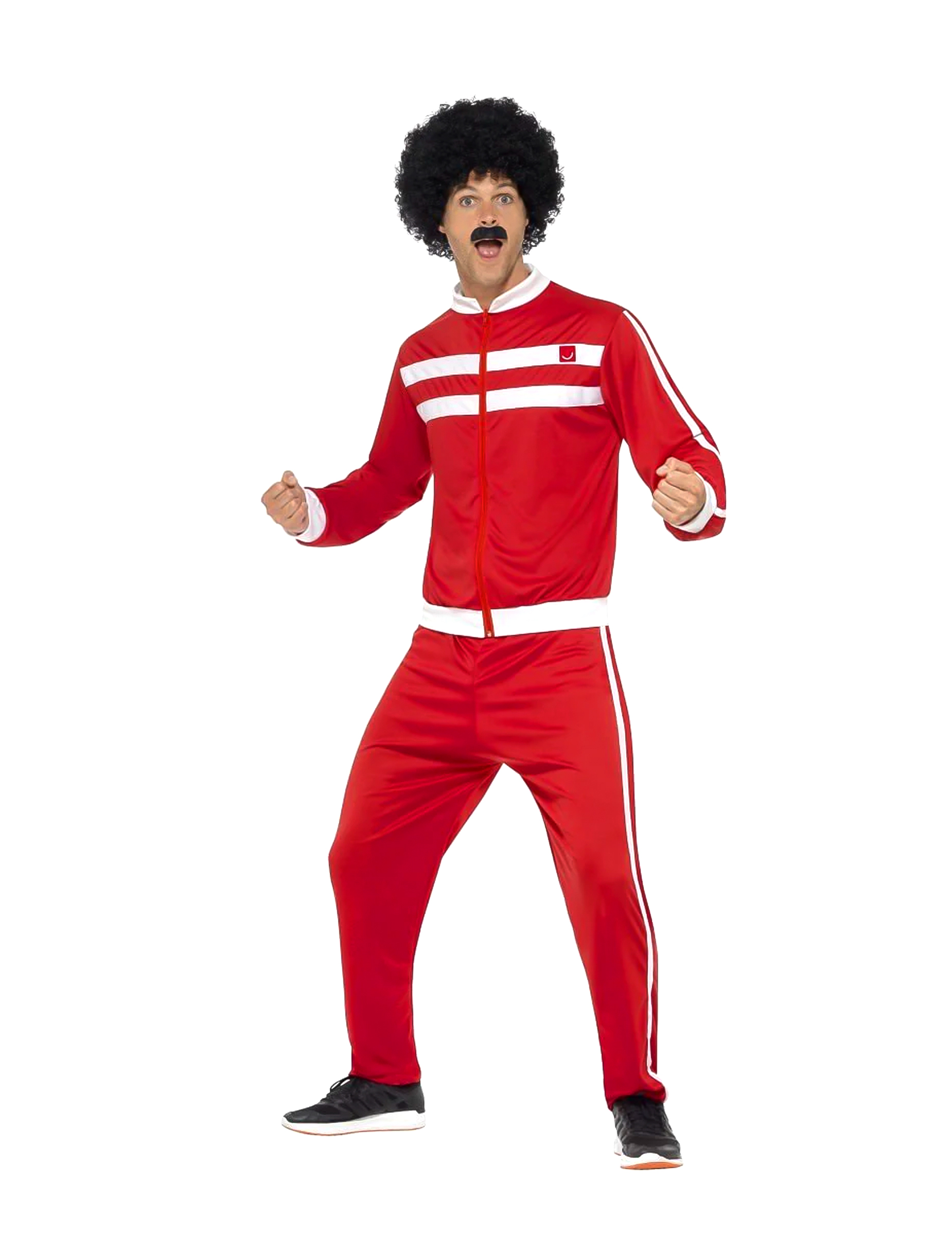 80er Jahre-Kostüm für Herren Trainingsanzug Faschingskostüm rot-weiss von SMIFFY'S