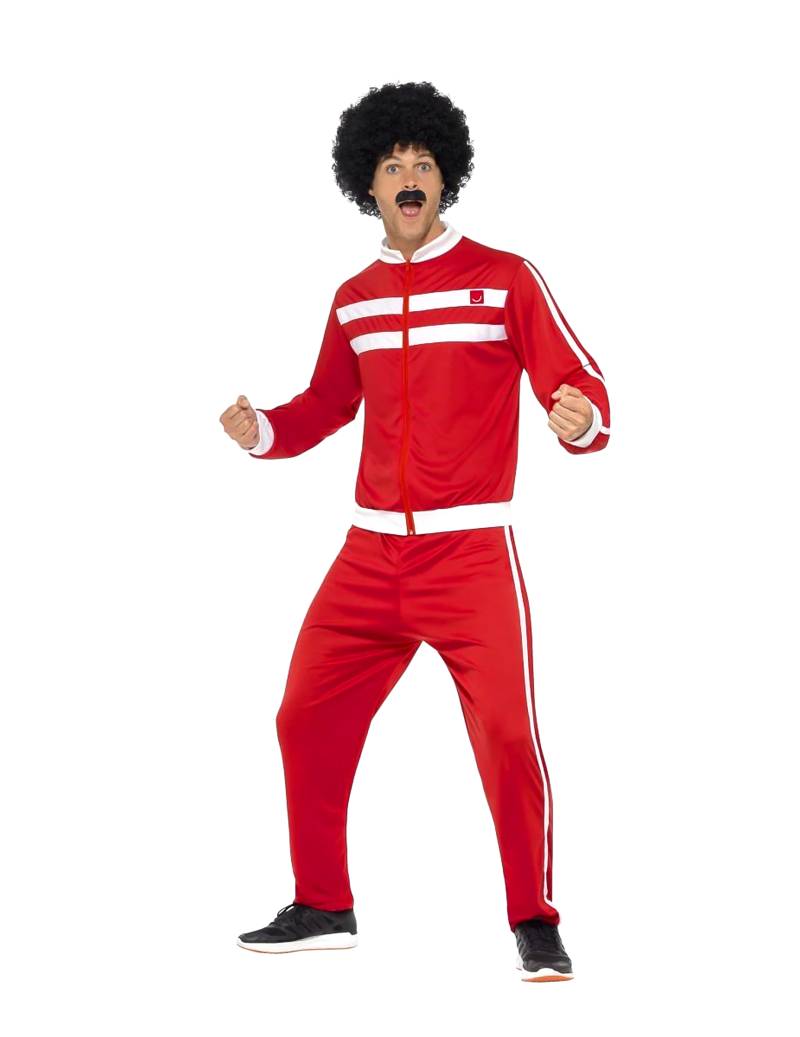 80er Jahre-Kostüm für Herren Trainingsanzug Faschingskostüm rot-weiss von SMIFFY'S