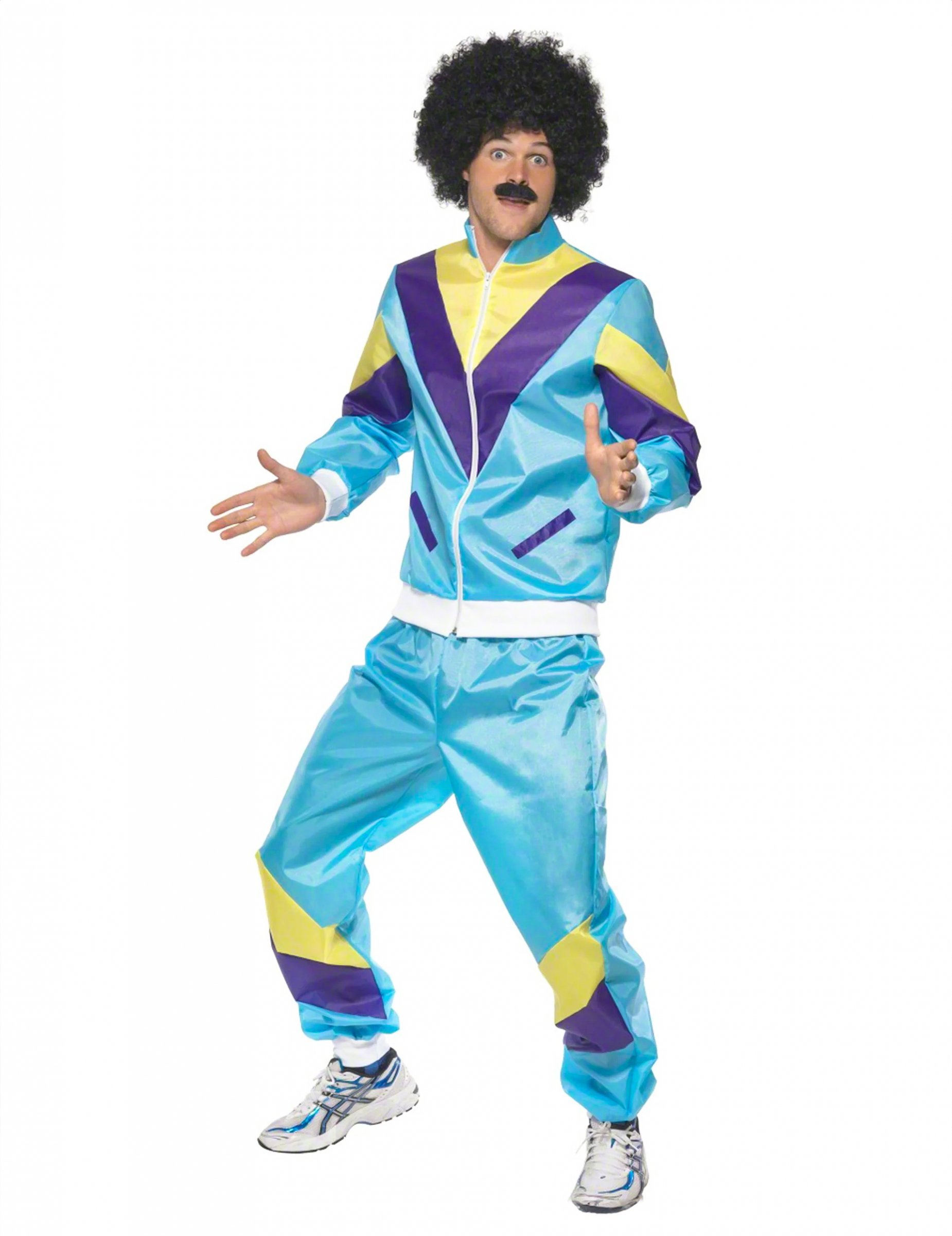 80er Jahre-Kostüm für Herren Trainingsanzug Kostüm türkis-gelb-lila 80er Jahre-Kostüm für Herren Trainingsanzug Kostüm türkis-gelb-lila von SMIFFY'S