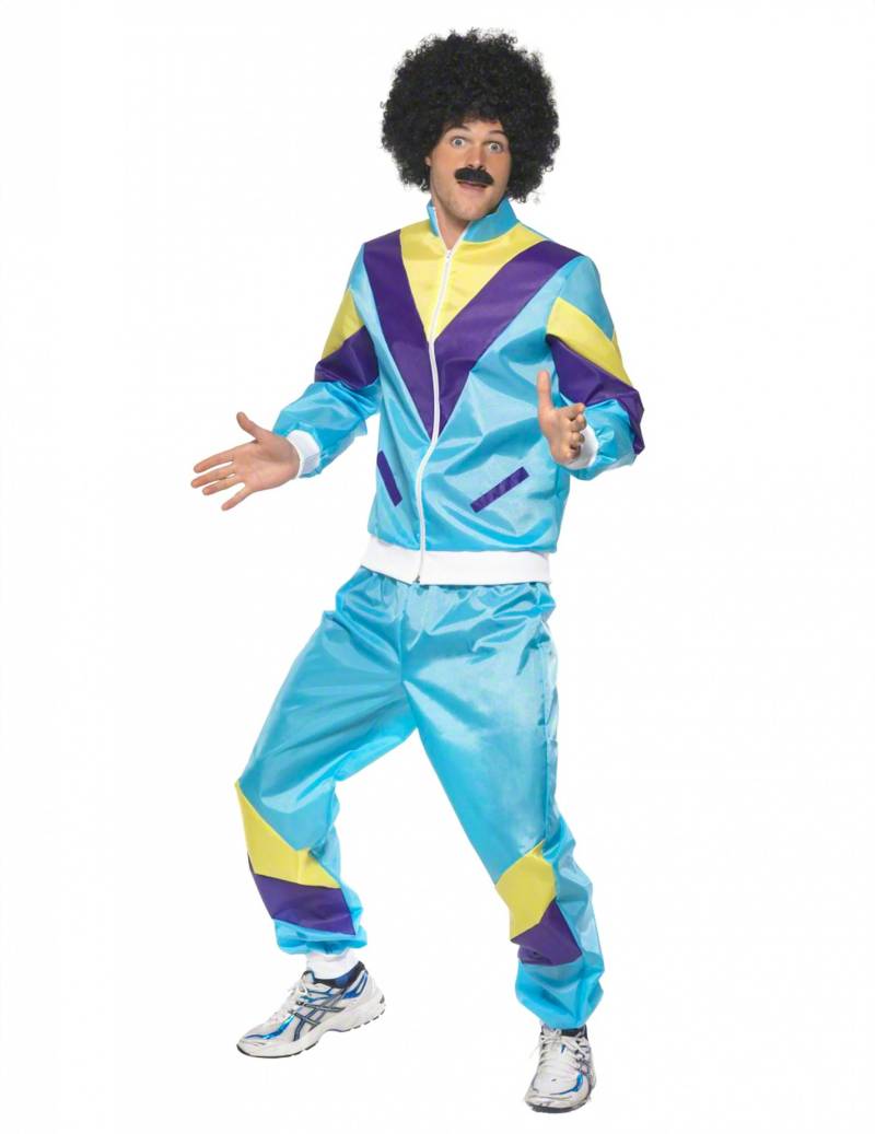 80er Jahre-Kostüm für Herren Trainingsanzug Kostüm türkis-gelb-lila 80er Jahre-Kostüm für Herren Trainingsanzug Kostüm türkis-gelb-lila von SMIFFY'S