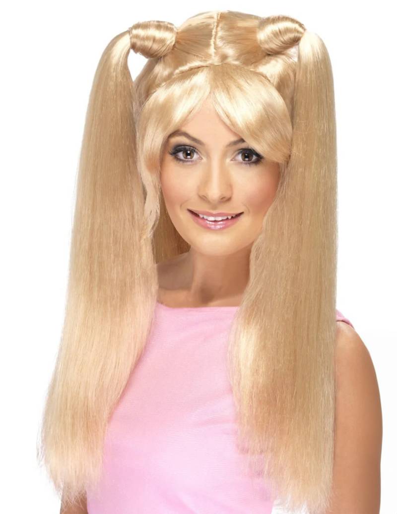 90er Popstar Perücke Zöpfe lang blond von SMIFFY'S